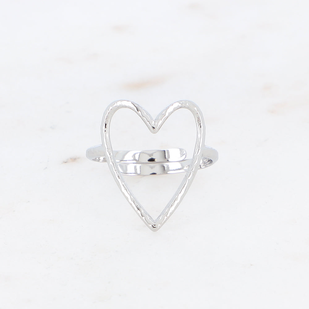 BAGUE HEAVY - COEUR AJOURÉ / DORE OU ARGENT