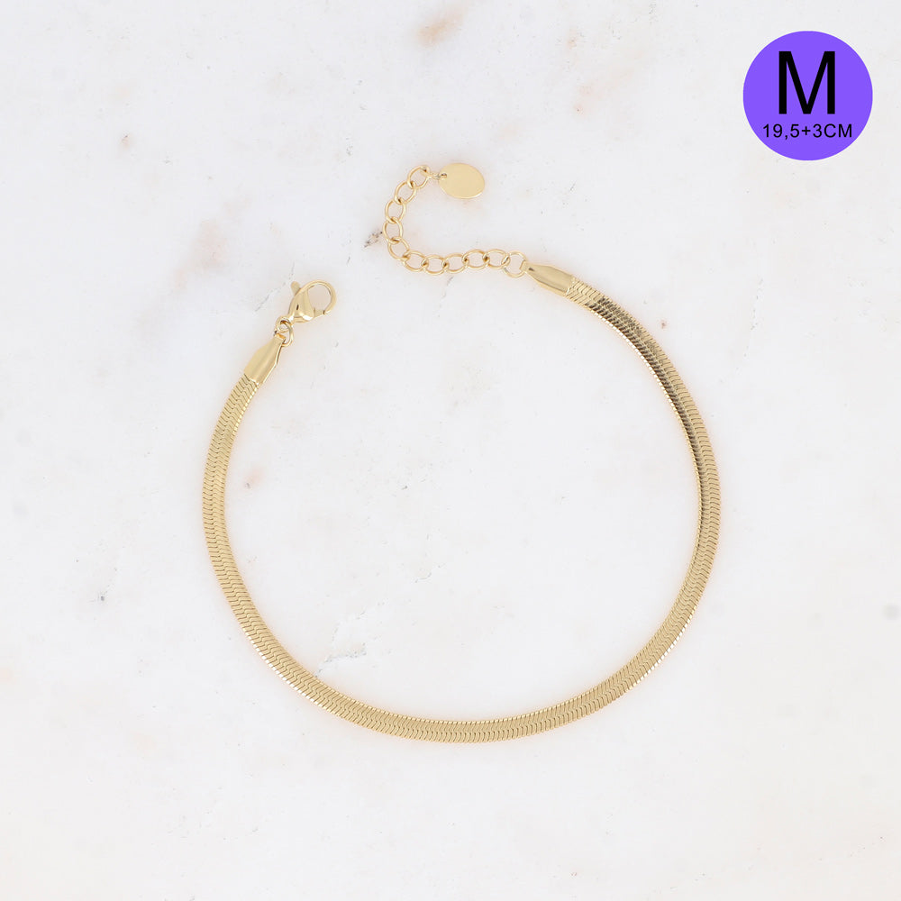 BRACELET KIRU - UNISEX M - MAILLE MIROIR / DORE ET ARGENT