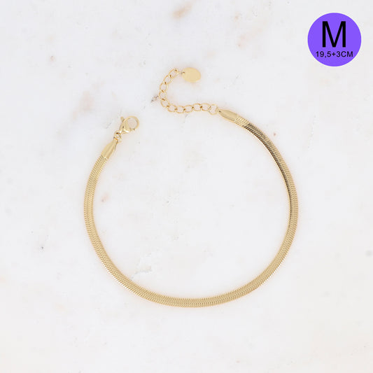 BRACELET KIRU - UNISEX M - MAILLE MIROIR / DORE ET ARGENT