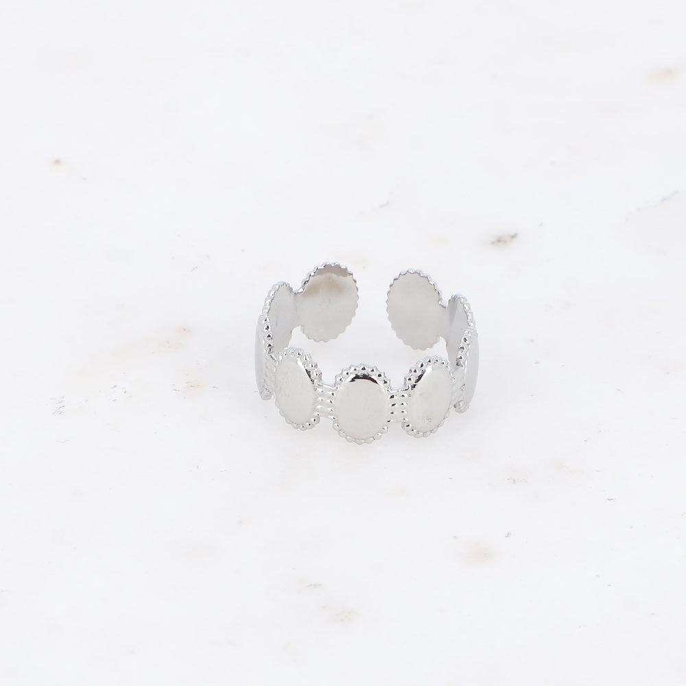 BAGUE - OVALES AUX CONTOURS EFFET PERLE / DORE OU ARGENTE