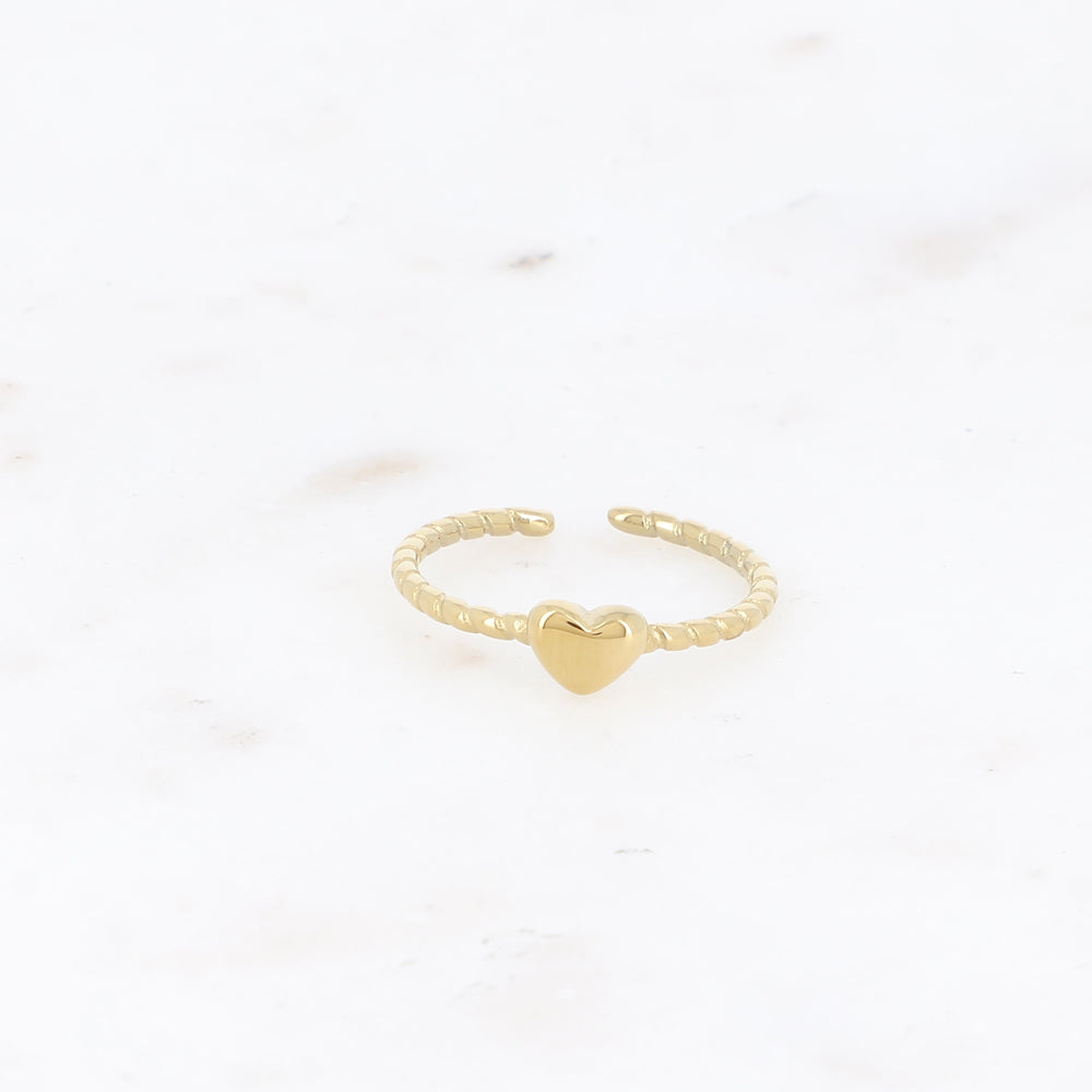 BAGUE FINE - COEUR ET ANNEAU TORSADÉ / DORE OU ARGENT