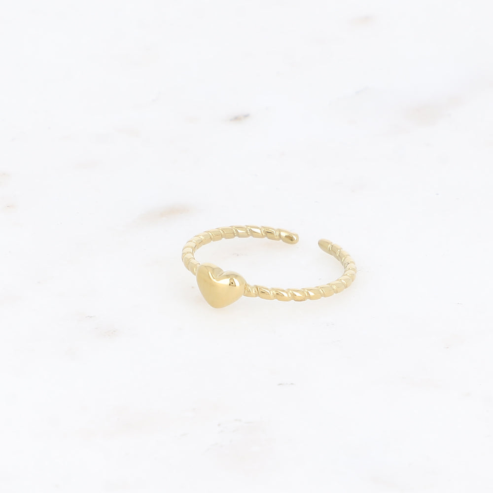 BAGUE FINE - COEUR ET ANNEAU TORSADÉ / DORE OU ARGENT