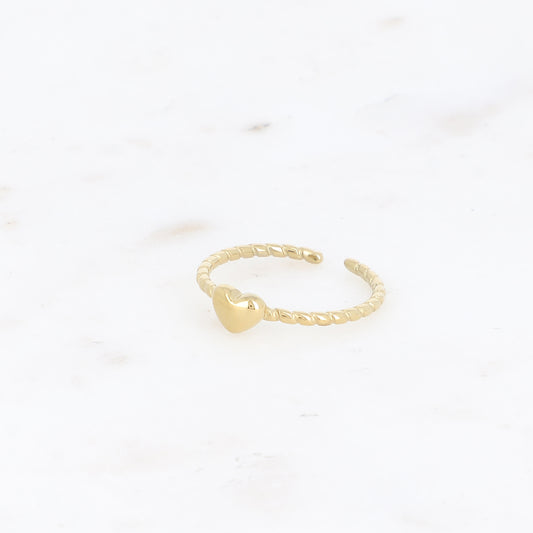 BAGUE FINE - COEUR ET ANNEAU TORSADÉ / DORE OU ARGENT