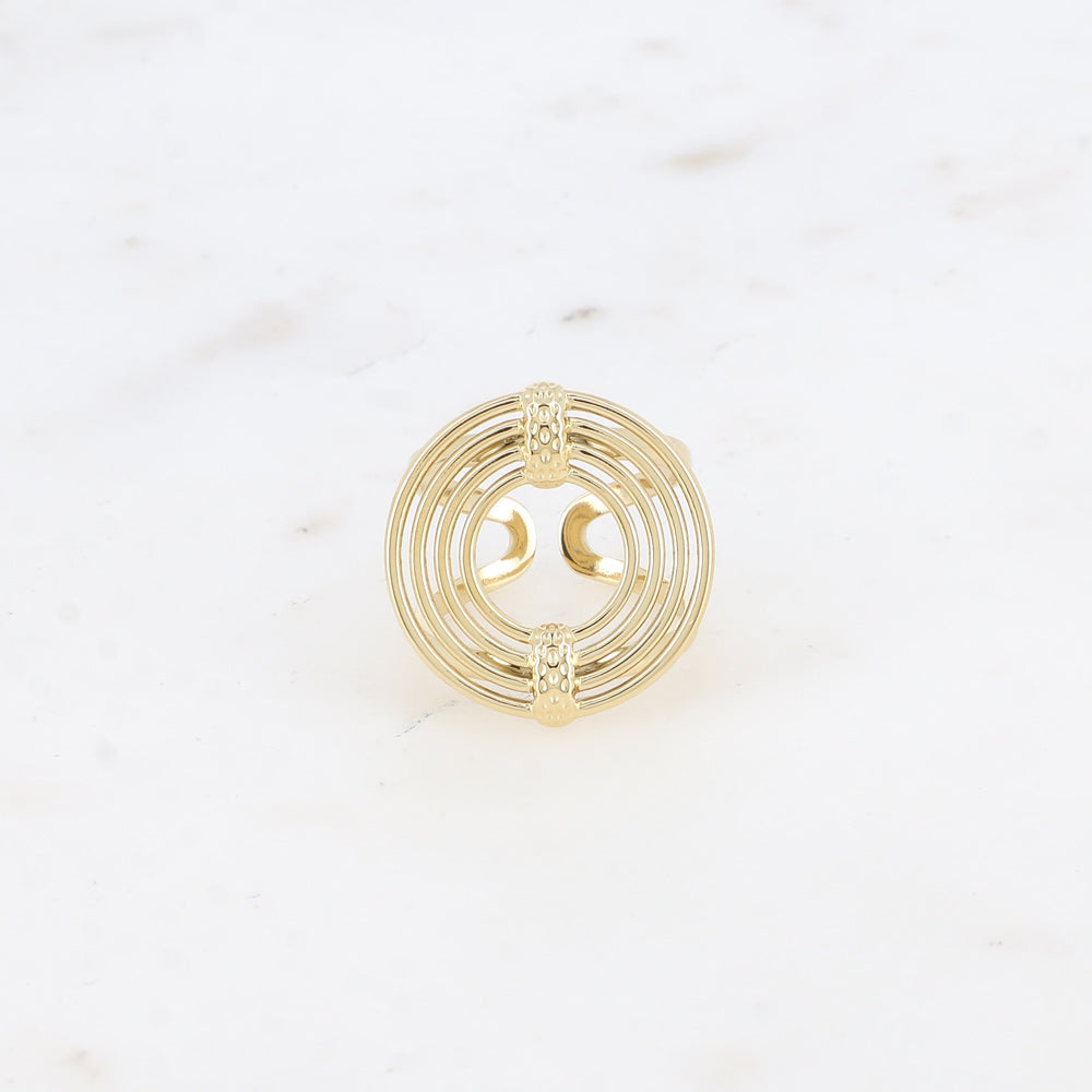 BAGUE - 4 ANNEAUX RONDS ET BARRES MARTELÉES