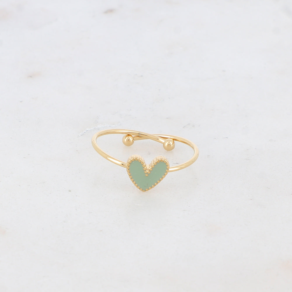 BAGUE YESENIA - COEUR EMAILLE / DORE OU ARGENT