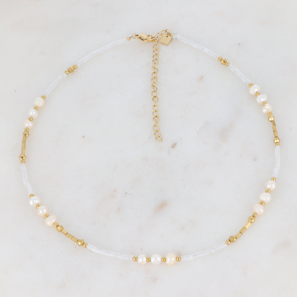 COLLIER COLE - PERLES D'EAU DOUCE ET PIERRES NATURELLES
