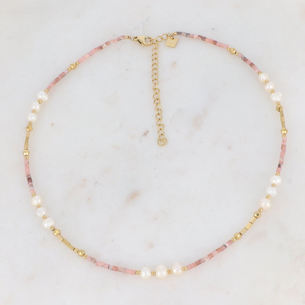 COLLIER COLE - PERLES D'EAU DOUCE ET PIERRES NATURELLES