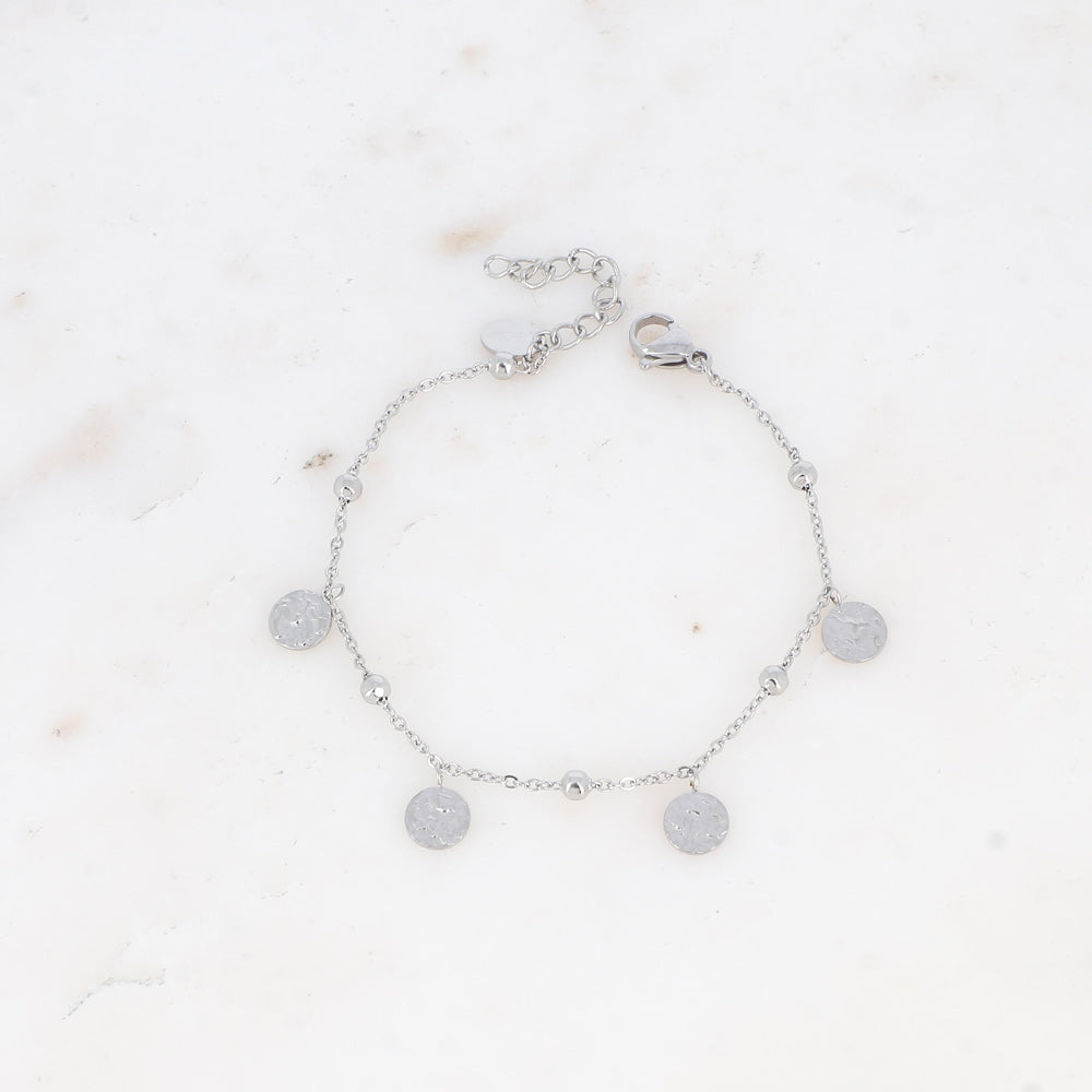 BRACELET CELESTINA - PAMPILLES RONDES MARTELÉES / DORE OU ARGENT