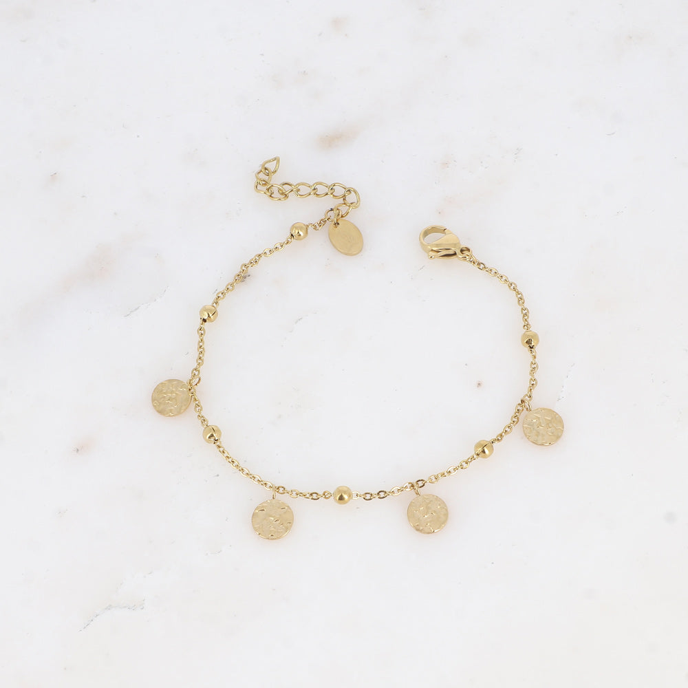 BRACELET CELESTINA - PAMPILLES RONDES MARTELÉES / DORE OU ARGENT