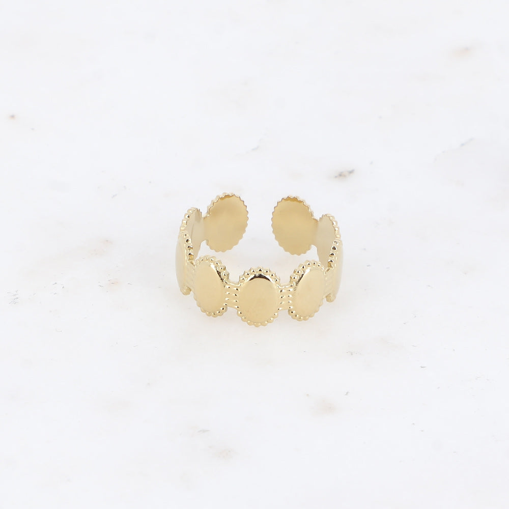 BAGUE - OVALES AUX CONTOURS EFFET PERLE / DORE OU ARGENTE