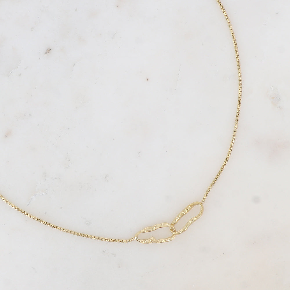 COLLIER GARINA - DOUBLE ANNEAU OVALE TEXTURÉ / DORE OU ARGENT