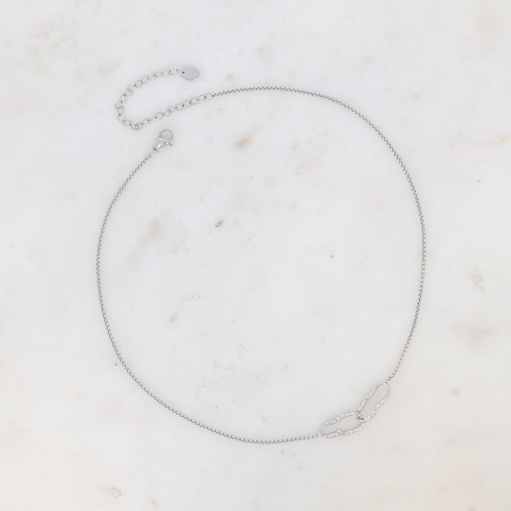 COLLIER GARINA - DOUBLE ANNEAU OVALE TEXTURÉ / DORE OU ARGENT