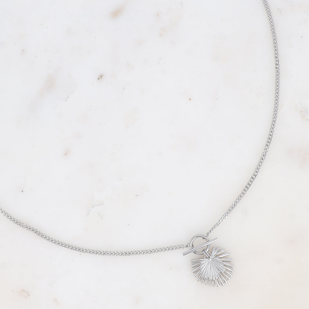 COLLIER - PENDENTIF ANNEAU BARRE ET FEUILLE DE PALMIER