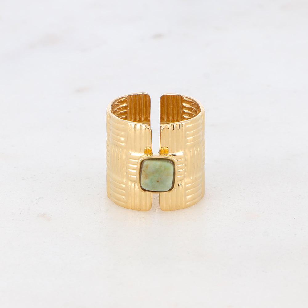 BAGUE EFFET OSIER TRESSE AVEC PIERRE NATURELLE