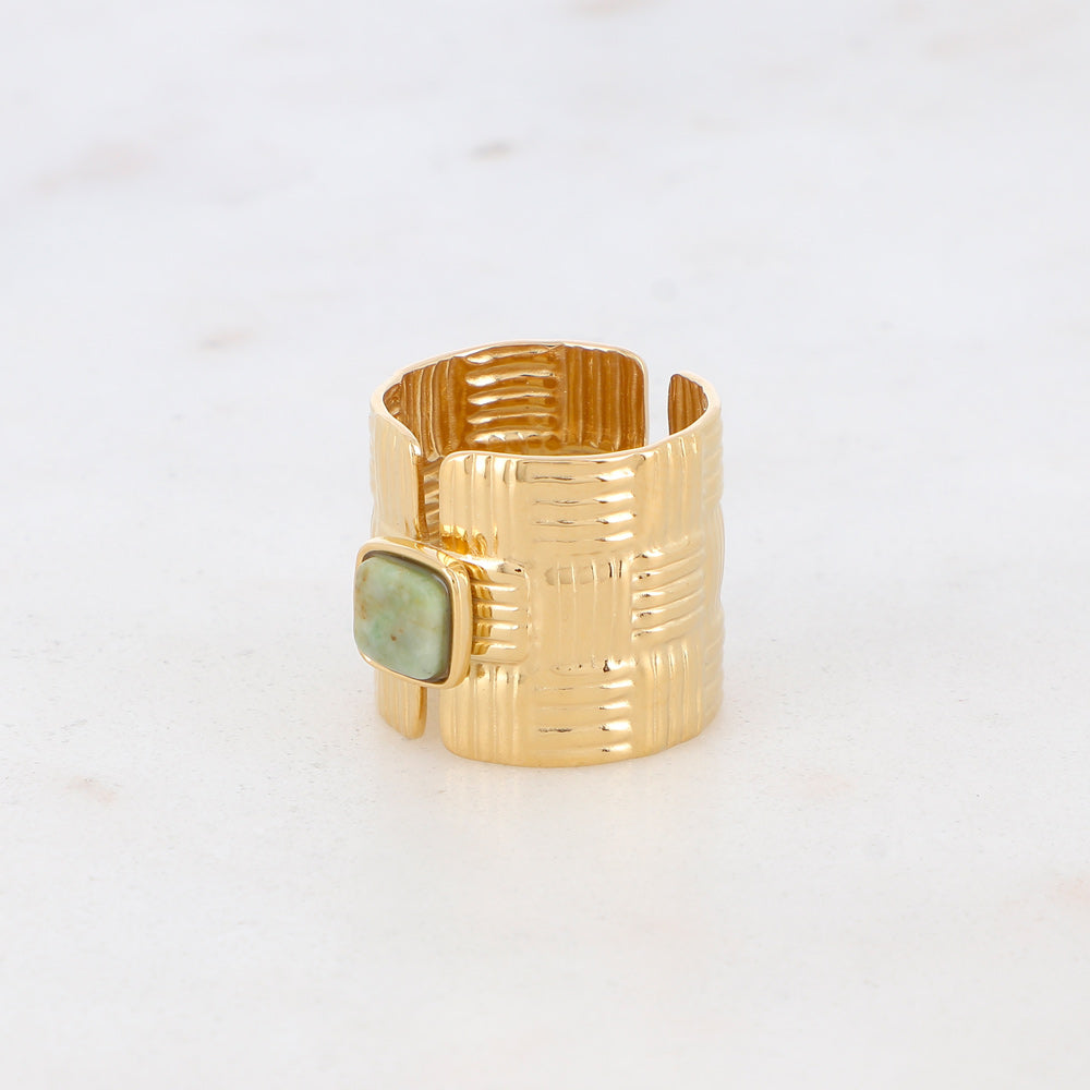 BAGUE EFFET OSIER TRESSE AVEC PIERRE NATURELLE