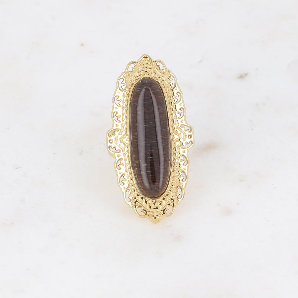 BAGUE - TIGE EN PIERRE NATURELLE / DIFFERENTES COULEURS
