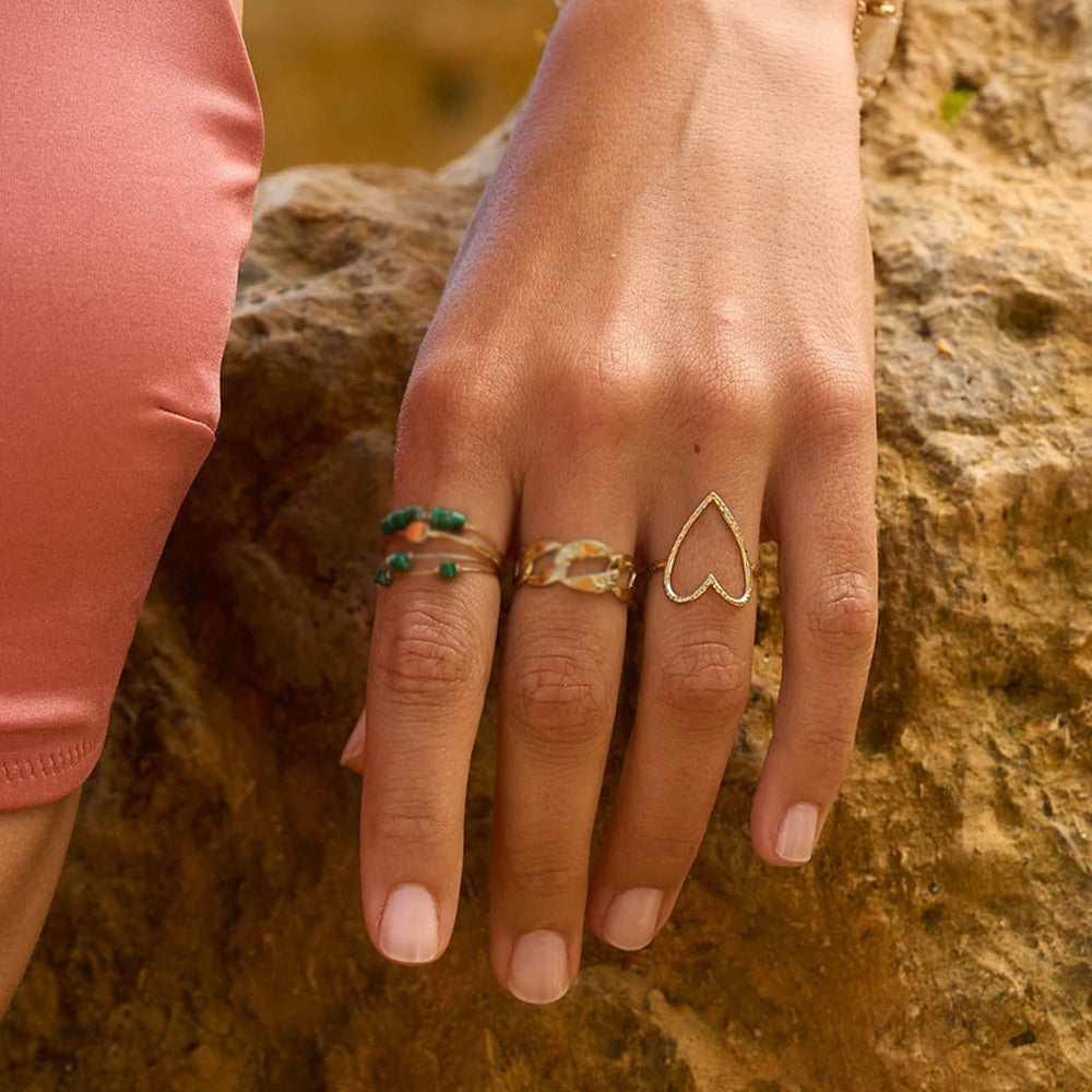BAGUE HEAVY - COEUR AJOURÉ / DORE OU ARGENT
