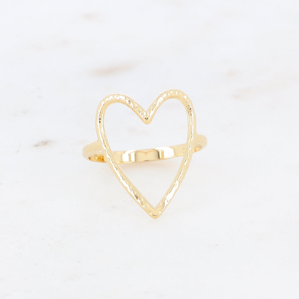 BAGUE HEAVY - COEUR AJOURÉ / DORE OU ARGENT