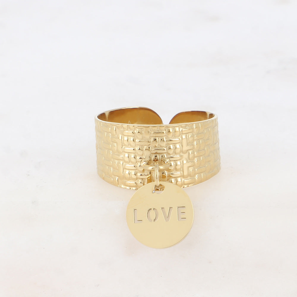 BAGUE - PAMPILLE LOVE / DORE OU ARGENT
