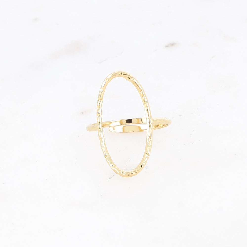 BAGUE FINE ILSA - OVALE AJOURÉ EFFET MARTELÉ / DORE OU ARGENT