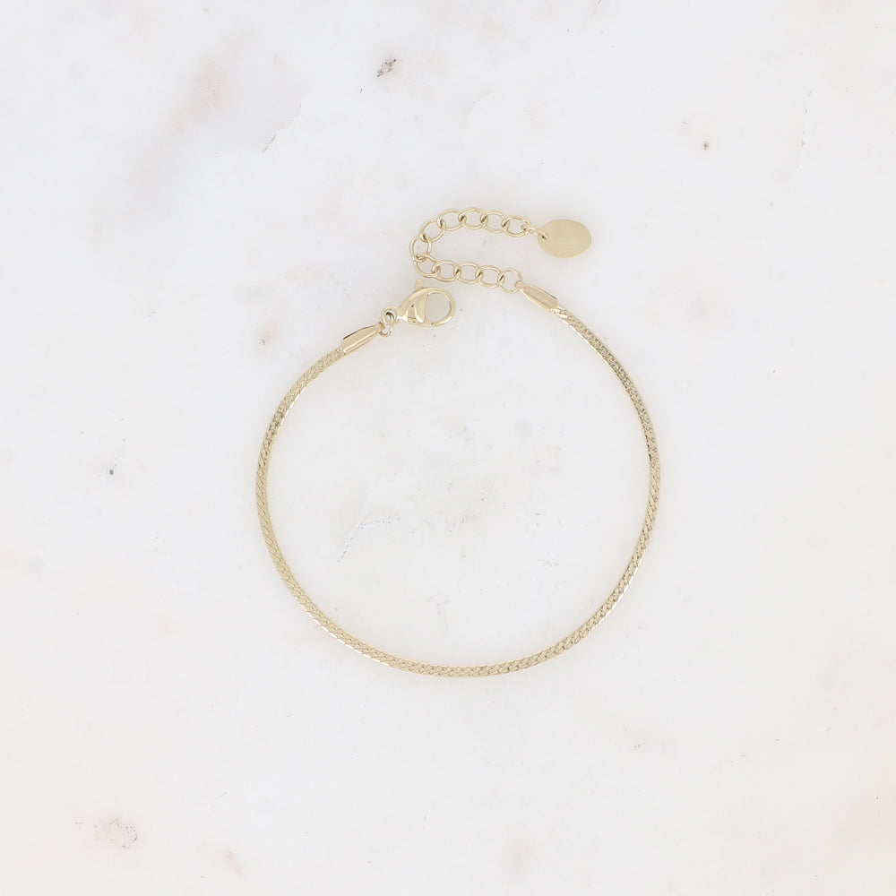 BRACELET - MAILLE ANGLAISE PLATE / DORE OU ARGENT