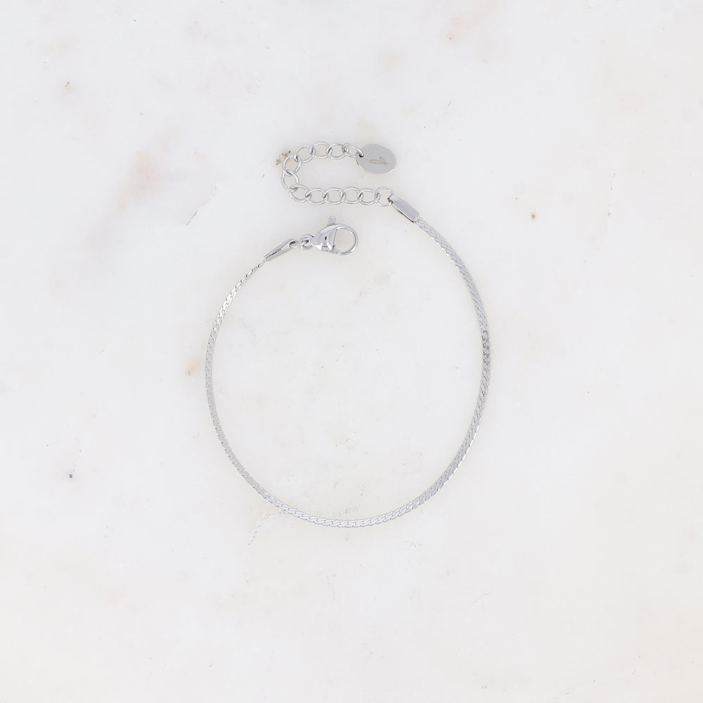 BRACELET - MAILLE ANGLAISE PLATE / DORE OU ARGENT