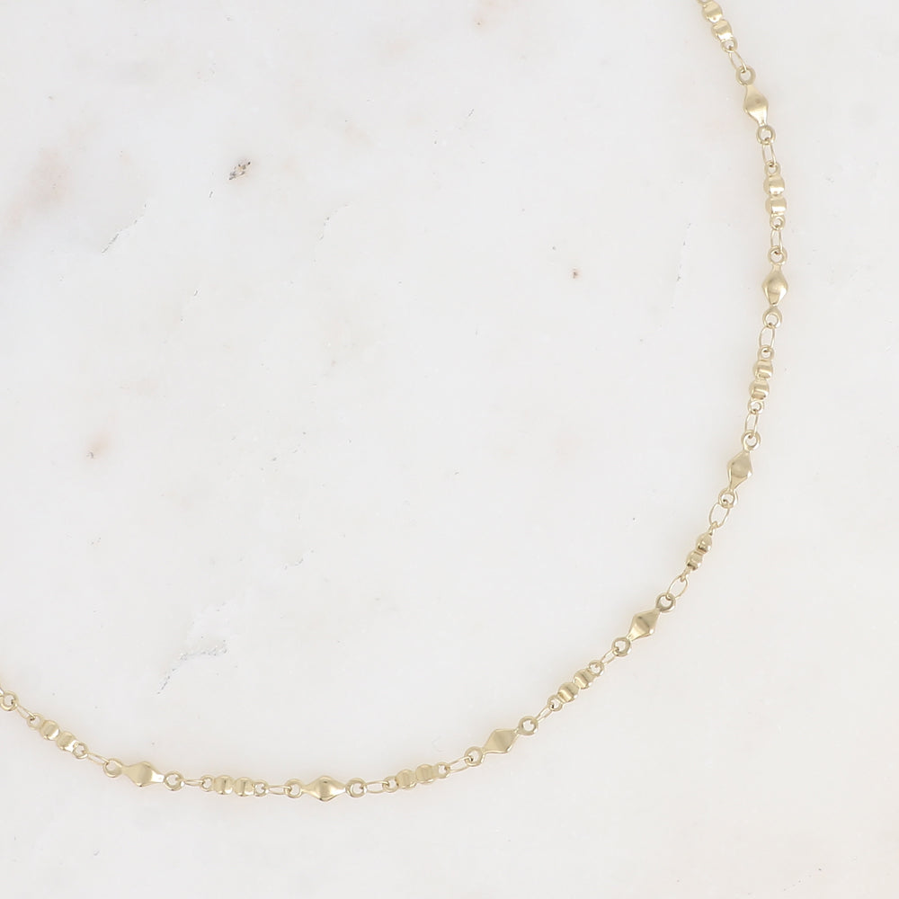 COLLIER - MAILLE 2 GRAINS ET ANNEAUX LOSANGES
