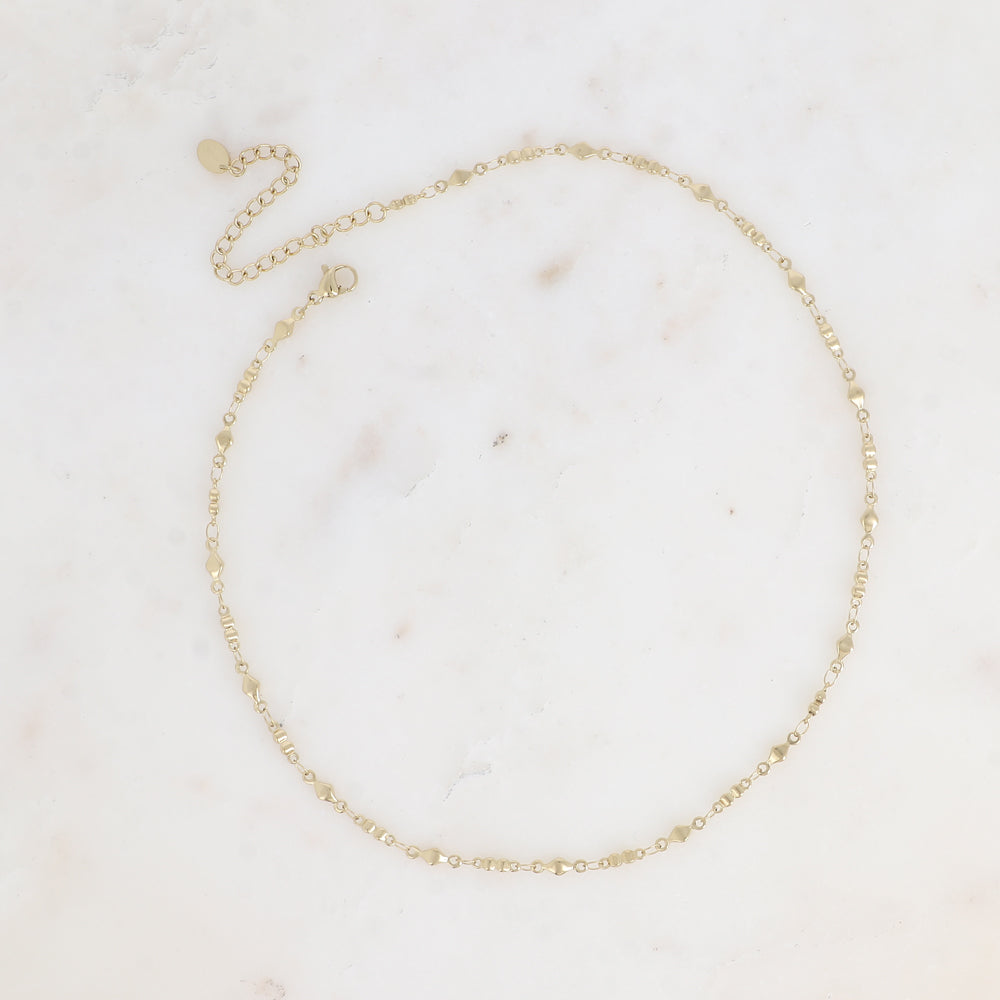 COLLIER - MAILLE 2 GRAINS ET ANNEAUX LOSANGES