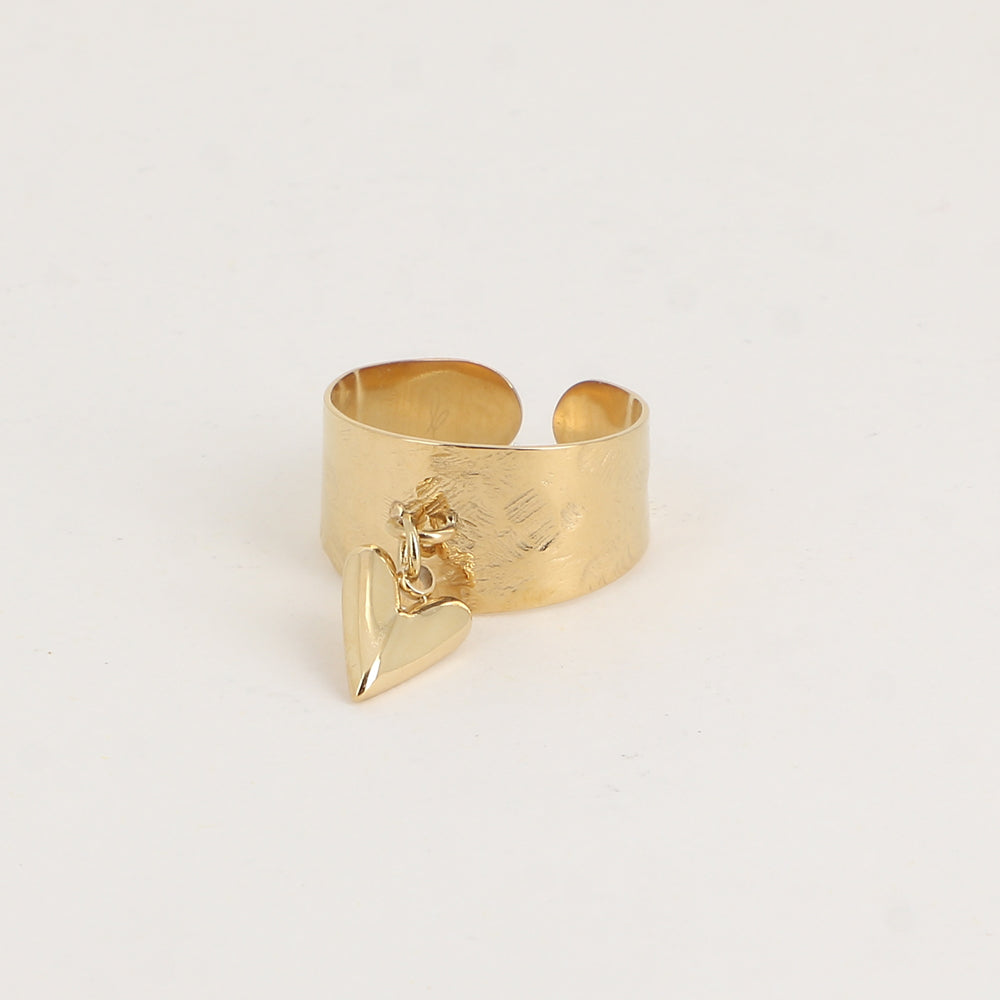 BAGUE - ANNEAU BROSSE ET PAMPILLE COEUR