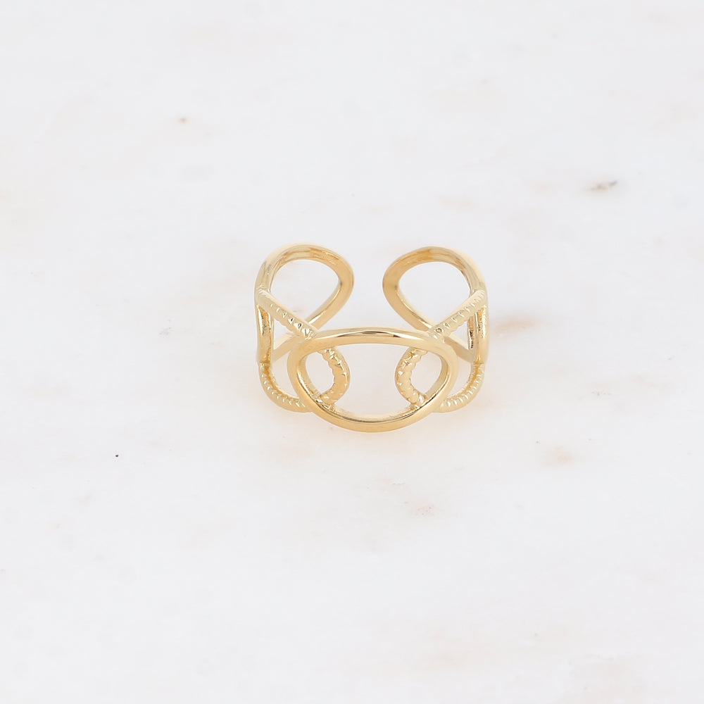 BAGUE - OVALE AJOURES, LISSES ET TRESSES / DORE OU ARGENT