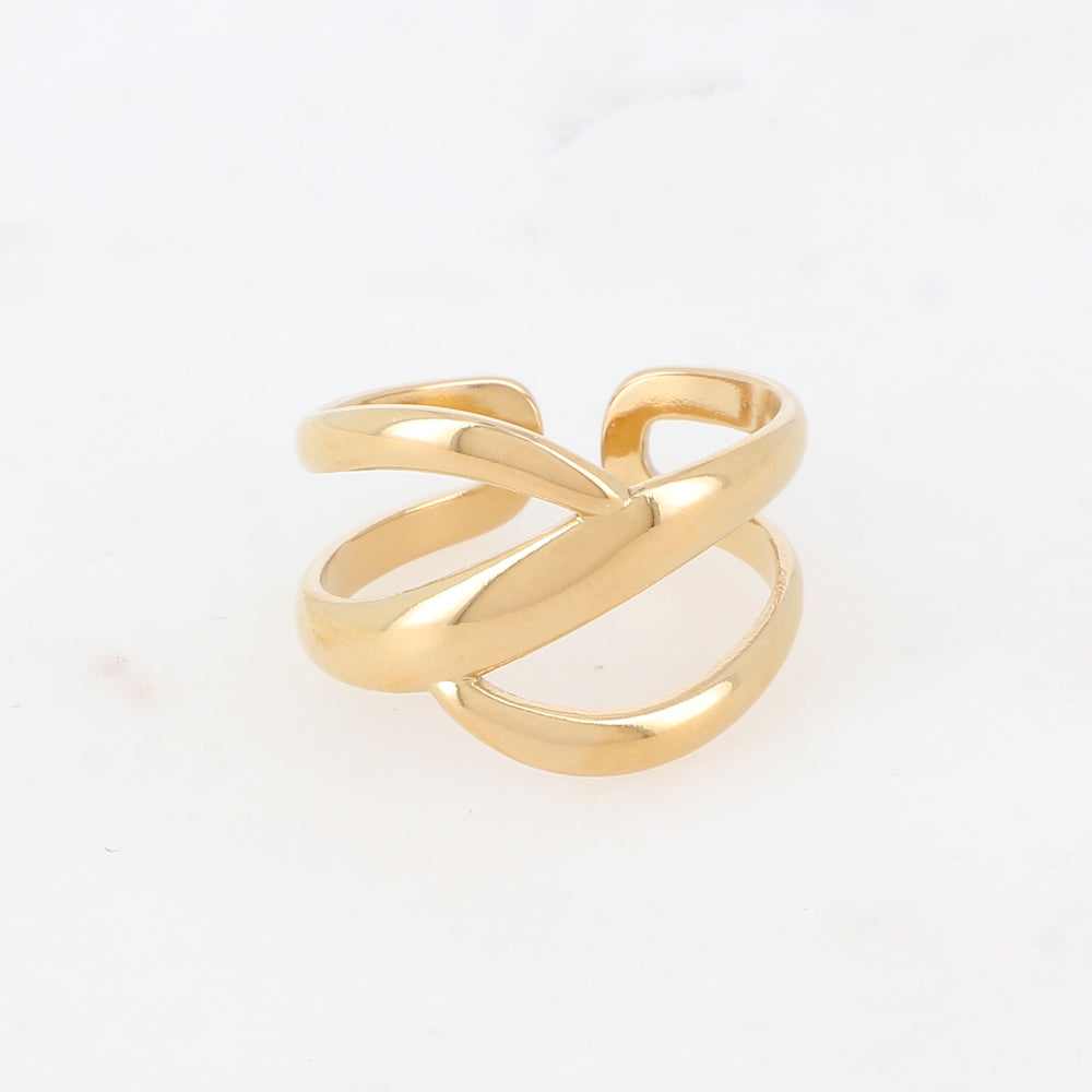 BAGUE 2 RANGS GRAPHIQUE EFFET LISSE / DORE OU ARGENT