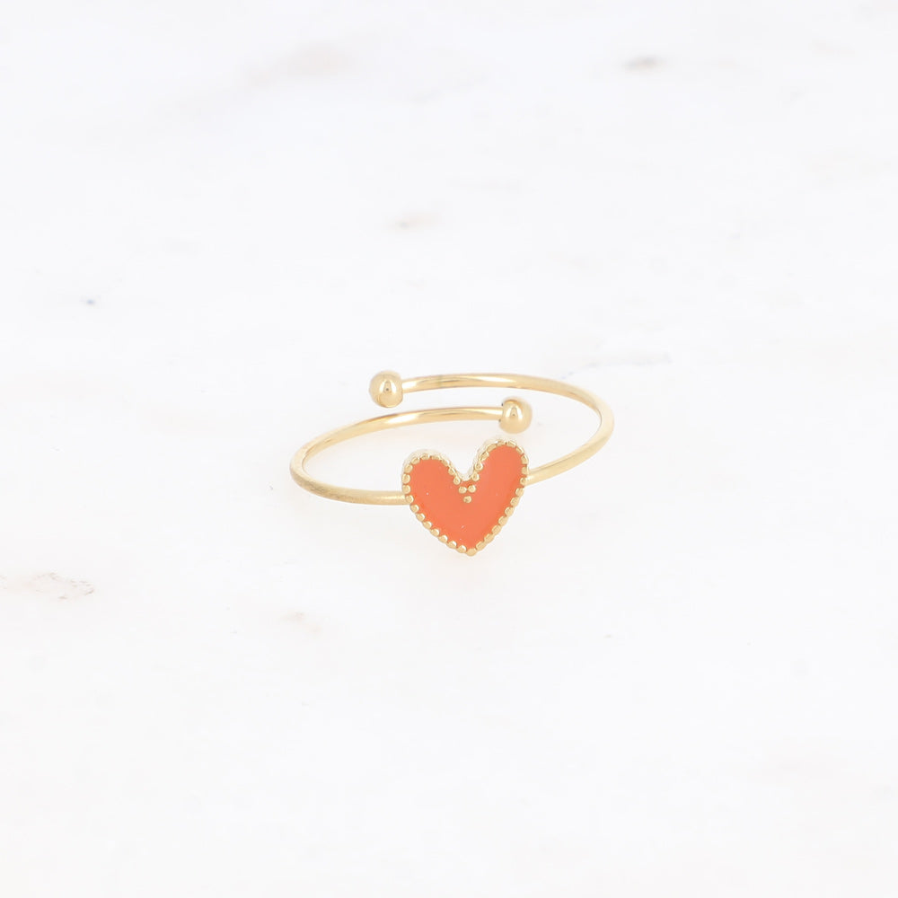 BAGUE YESENIA - COEUR EMAILLE / DORE OU ARGENT