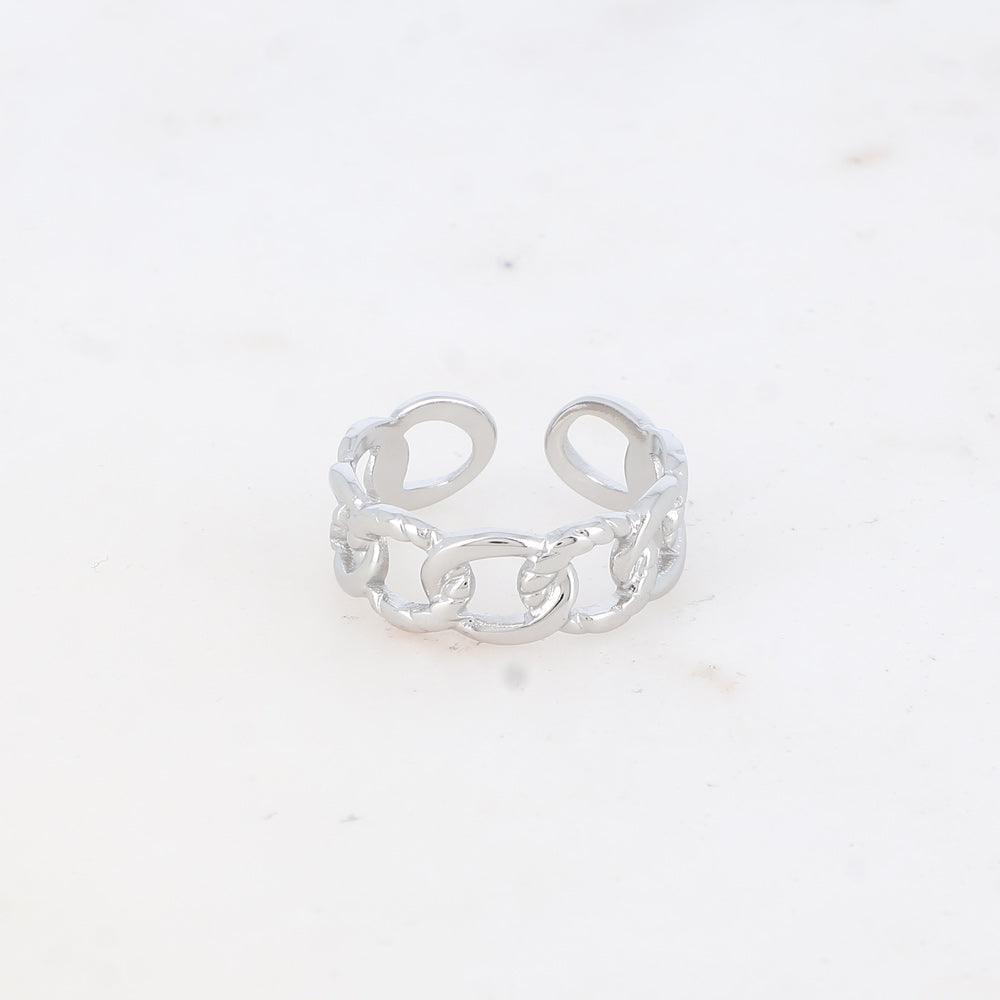 BAGUE - MAILLE ALTERNEE, LISSE ET TRESSEE / DORE OU ARGENT