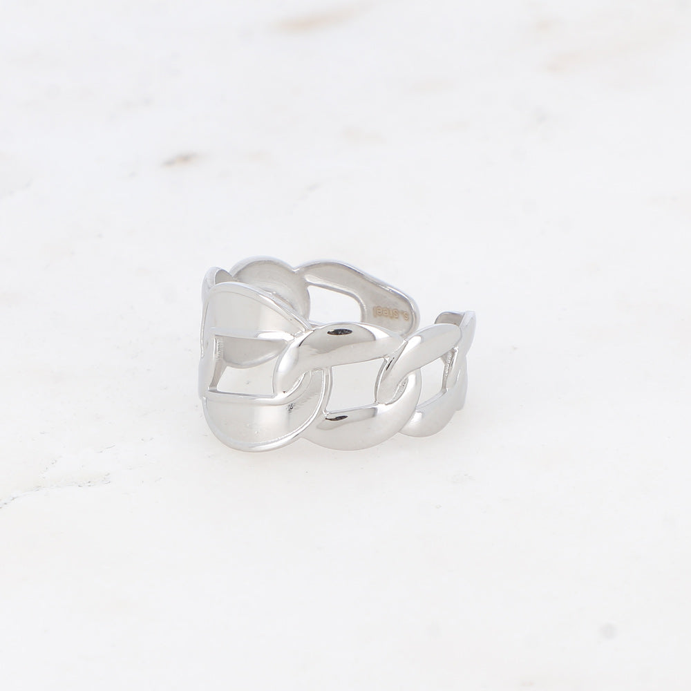 BAGUE - MAILLE EPAISSE AJOUREE / DORE OU ARGENT