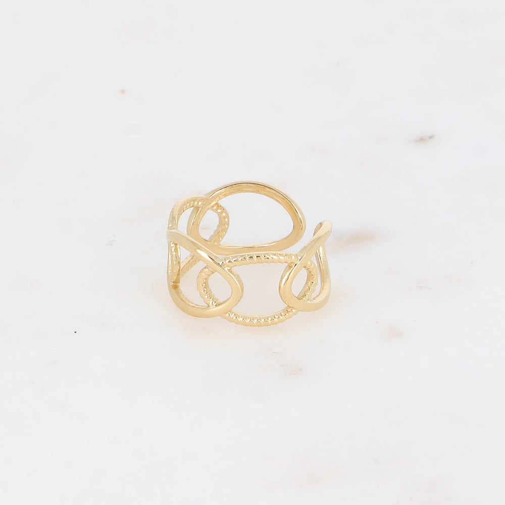 BAGUE - OVALE AJOURES, LISSES ET TRESSES / DORE OU ARGENT