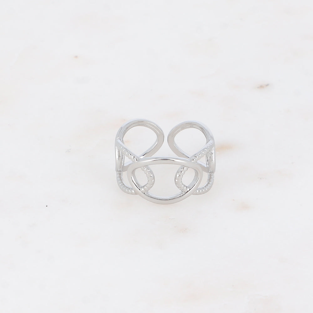 BAGUE - OVALE AJOURES, LISSES ET TRESSES / DORE OU ARGENT