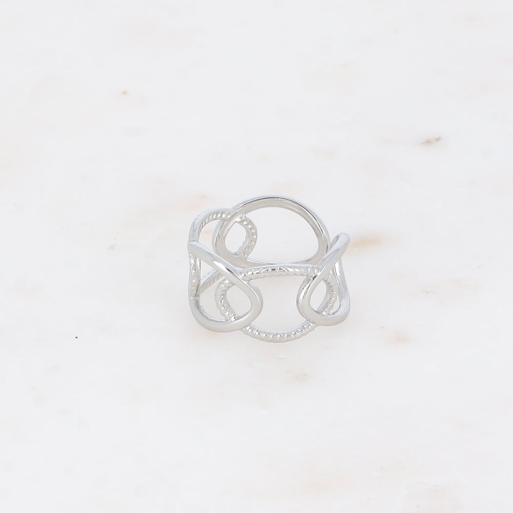 BAGUE - OVALE AJOURES, LISSES ET TRESSES / DORE OU ARGENT