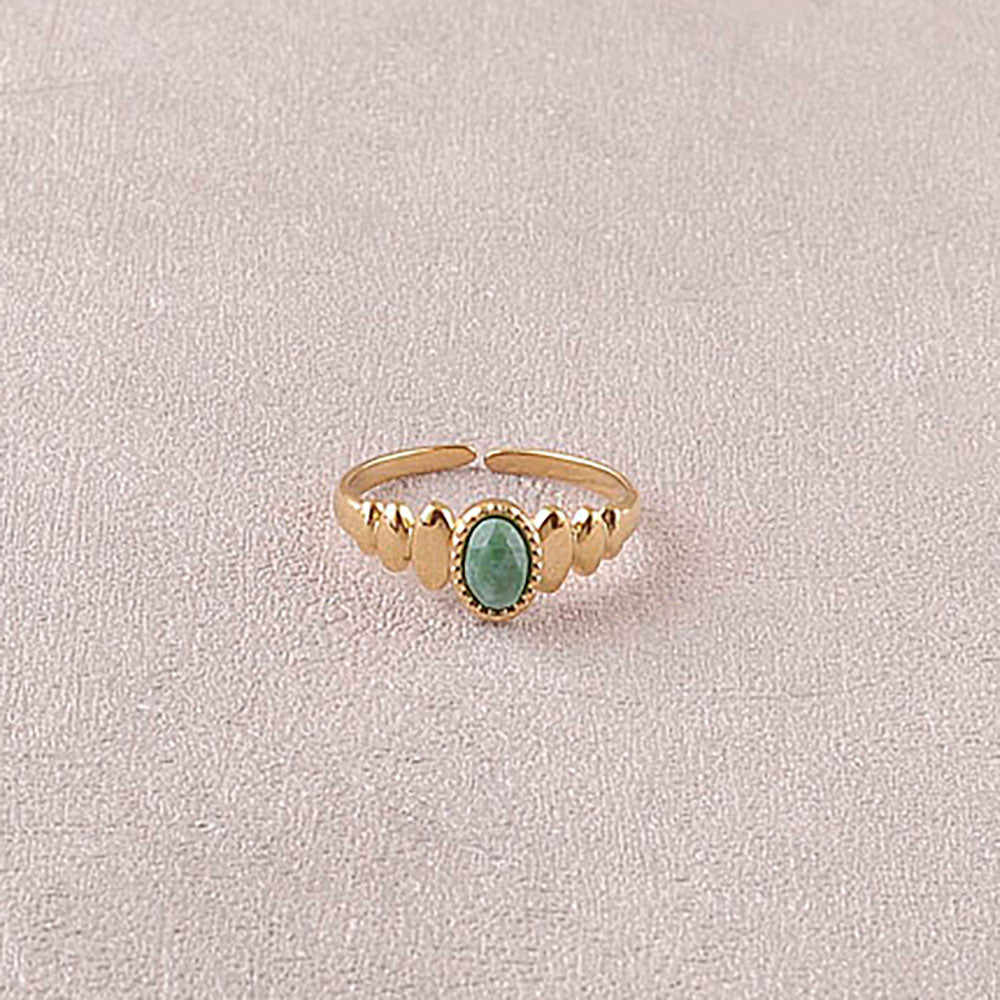 BAGUE - PIERRE NATURELLE OVALE / DIFFERENTES COULEURS
