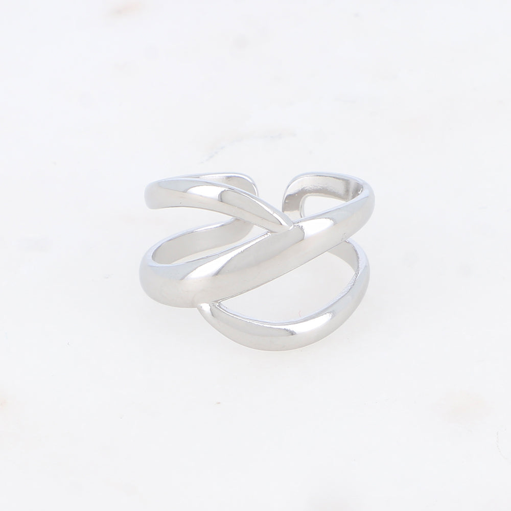 BAGUE 2 RANGS GRAPHIQUE EFFET LISSE / DORE OU ARGENT