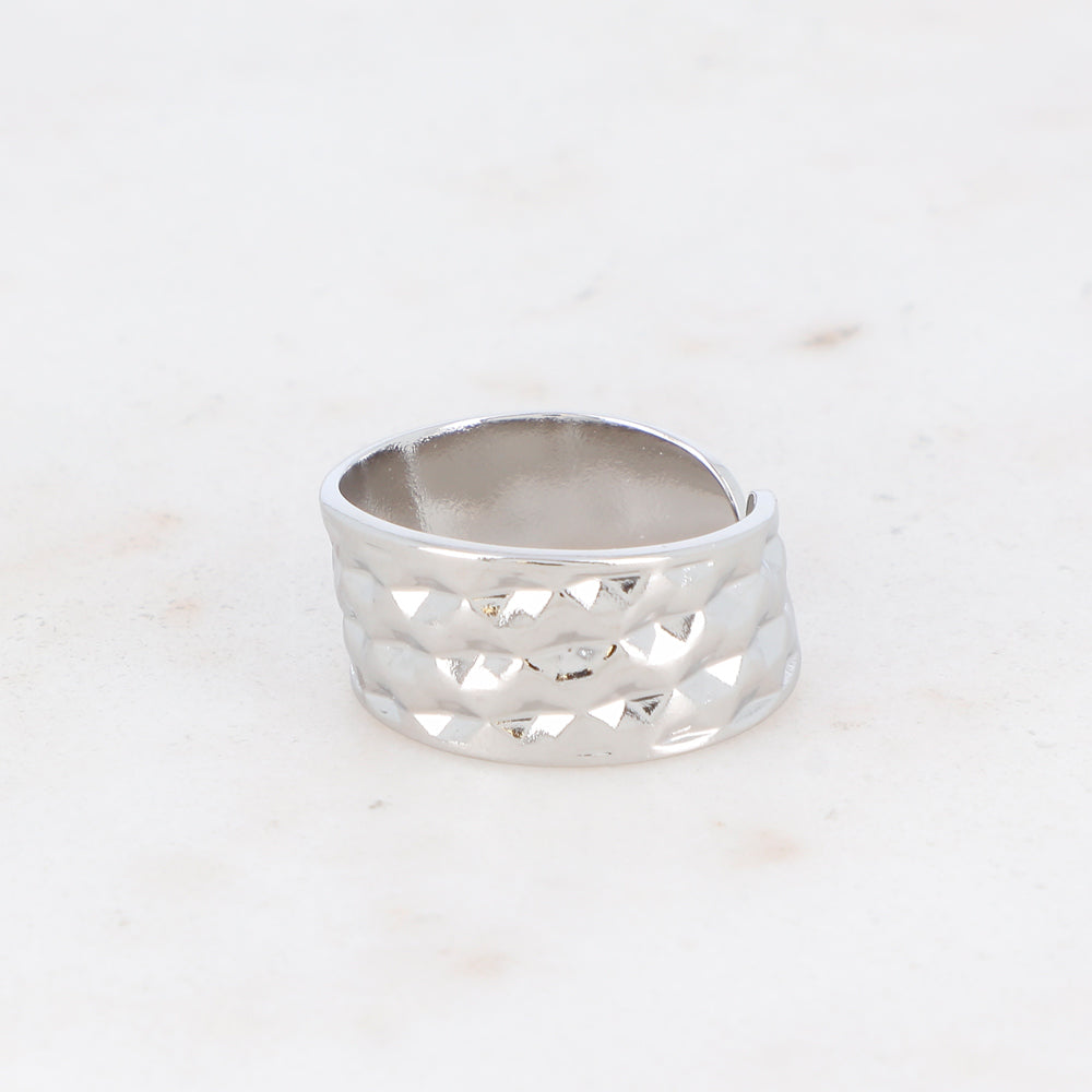 BAGUE ESMA - GRAPHIQUE EFFET MATELASSE / DORE OU ARGENT