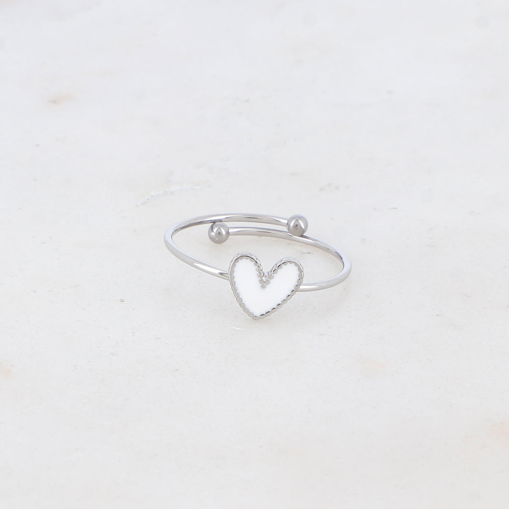 BAGUE YESENIA - COEUR EMAILLE / DORE OU ARGENT