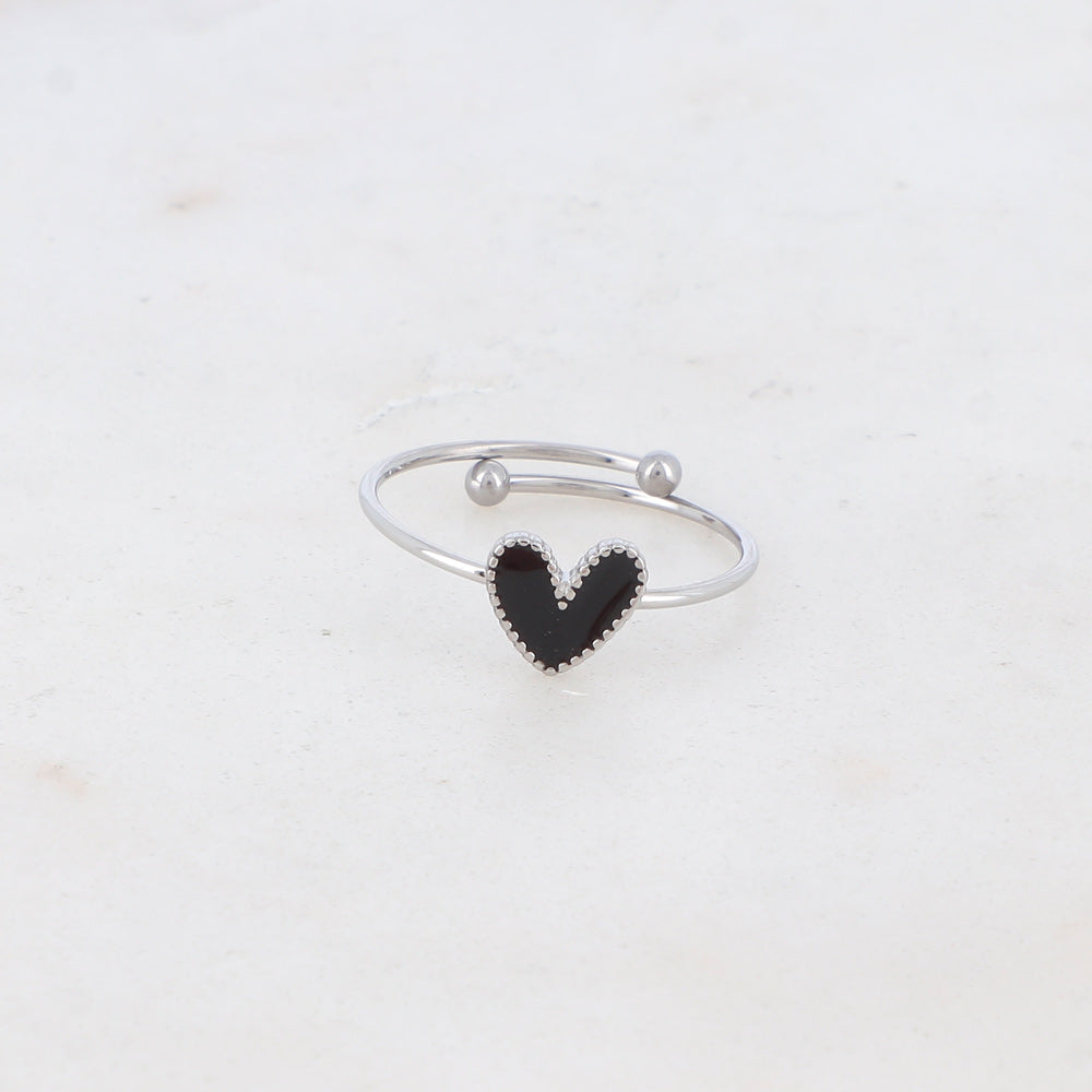 BAGUE YESENIA - COEUR EMAILLE / DORE OU ARGENT