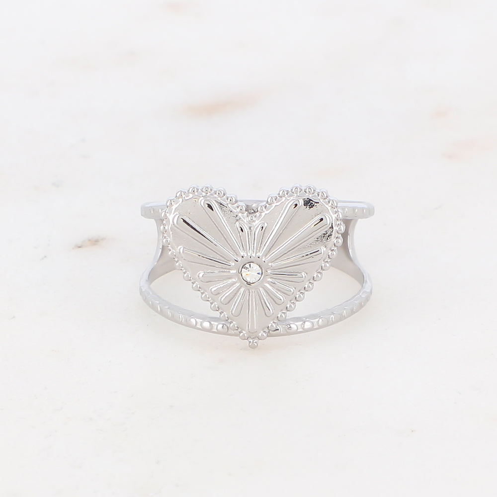 BAGUE AVEC COEUR / DORE OU ARGENT