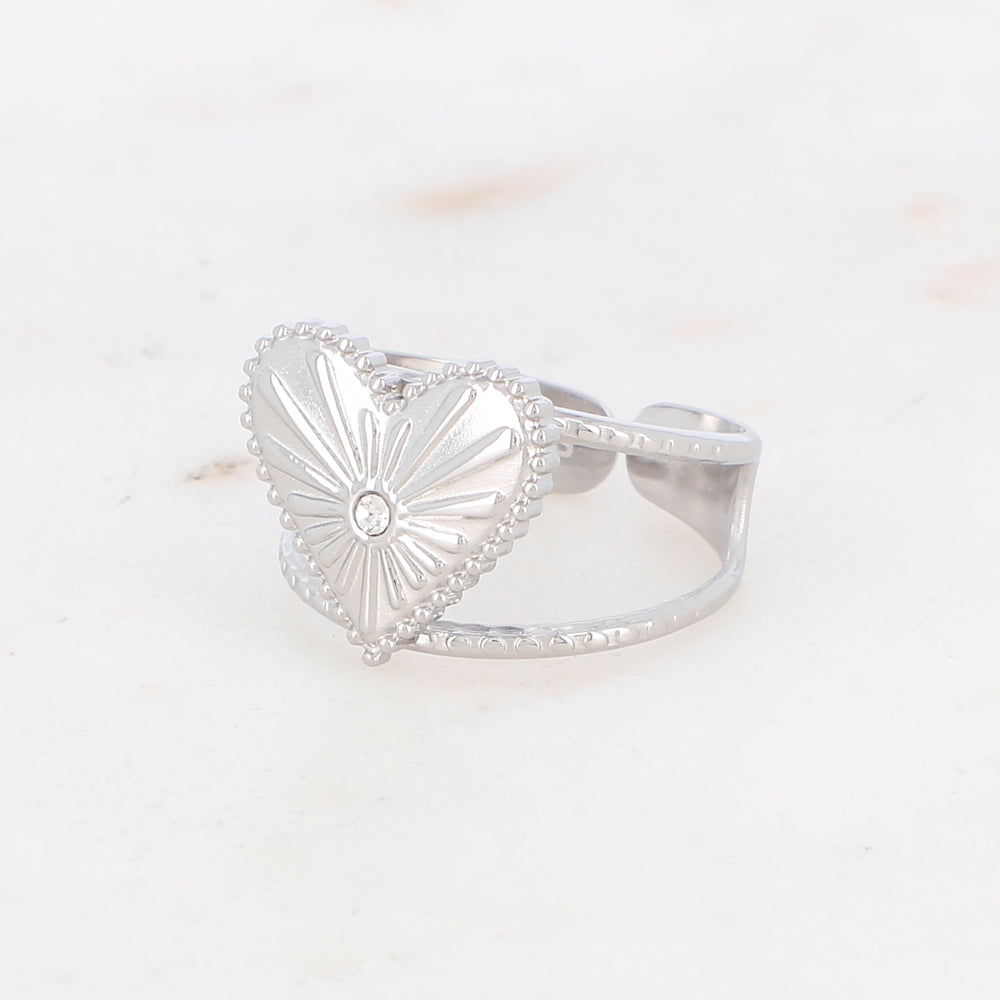 BAGUE AVEC COEUR / DORE OU ARGENT