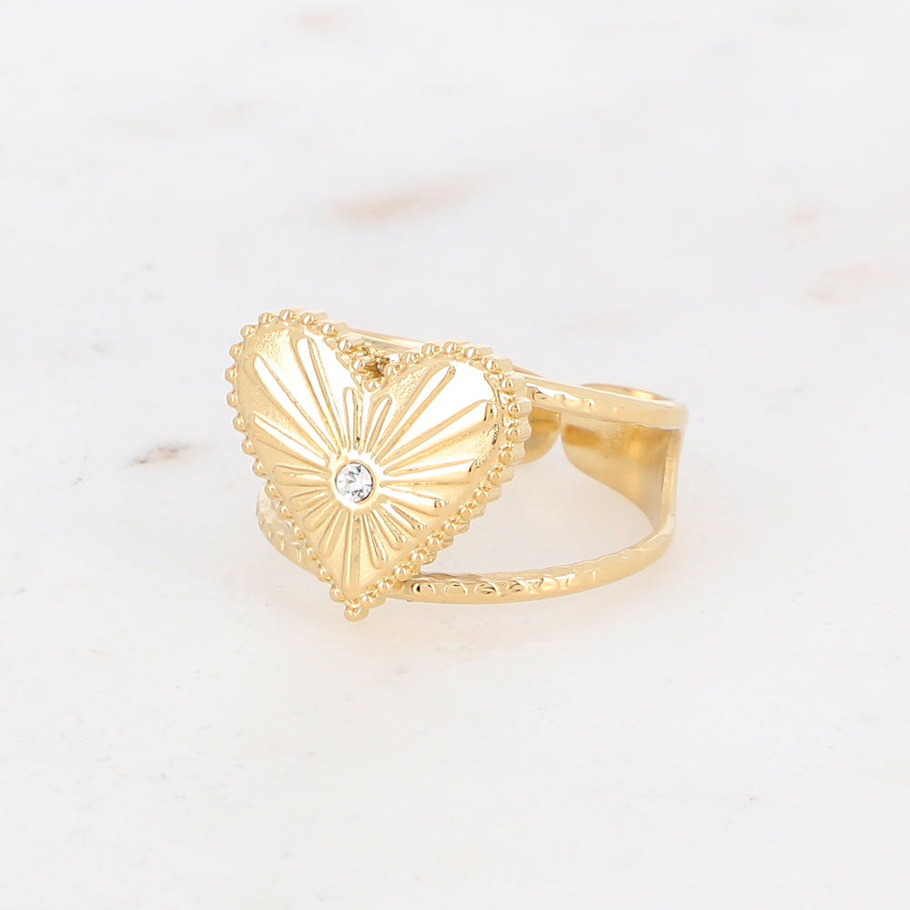 BAGUE AVEC COEUR / DORE OU ARGENT