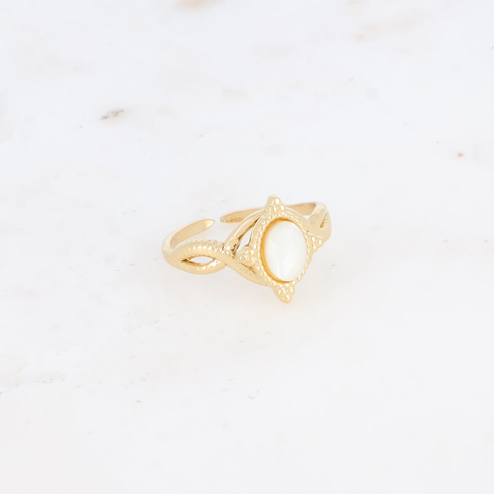 BAGUE AVEC PIERRE NATURELLE OU NACRE / DIFFERENTES COULEURS