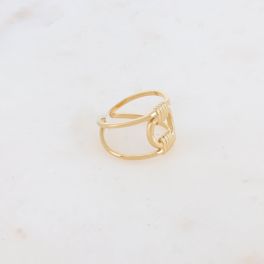 BAGUE DOUBLE RANGS AJUSTABLE / DORE OU ARGENT