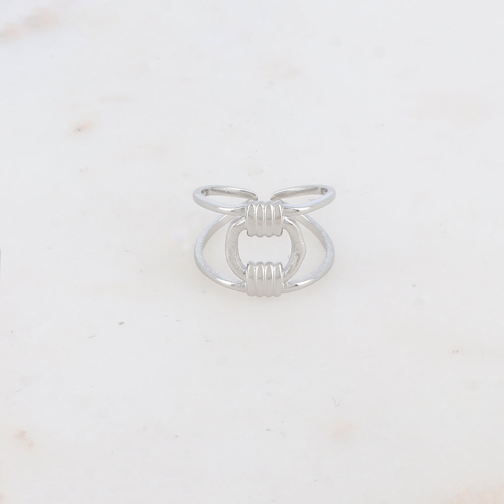 BAGUE DOUBLE RANGS AJUSTABLE / DORE OU ARGENT