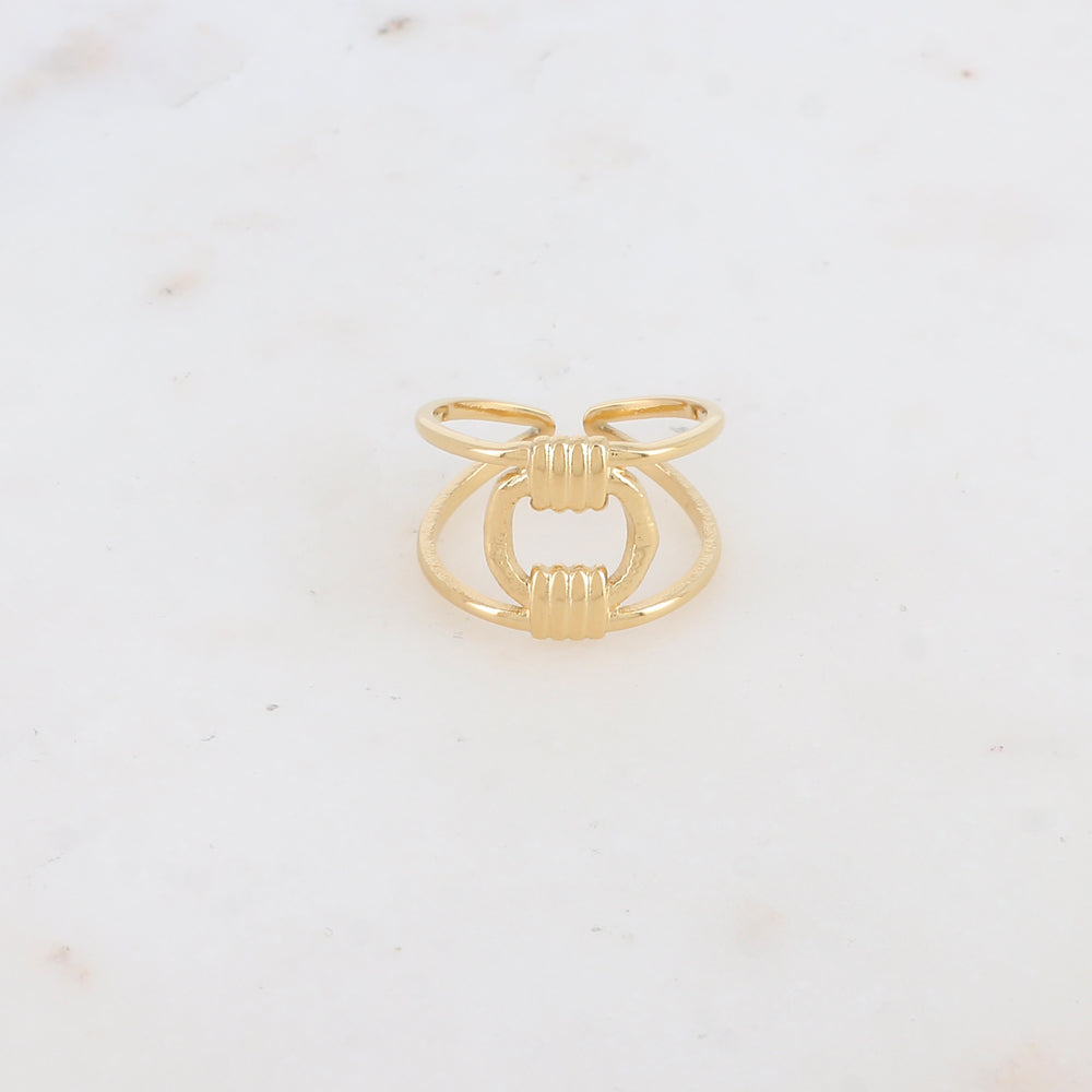 BAGUE DOUBLE RANGS AJUSTABLE / DORE OU ARGENT