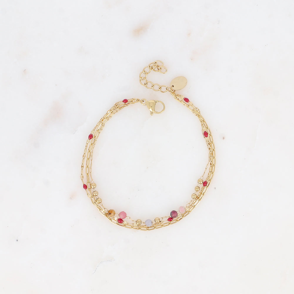 BRACELET 3 RANGS AVEC PIERRES NATURELLES